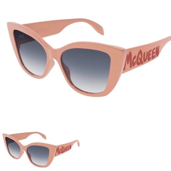 Alexander McQueen Accessories - ALEXANDER MCQUEEN Light Pink Berry Cat Eye Graffiti Sunglasses Barbiecore
